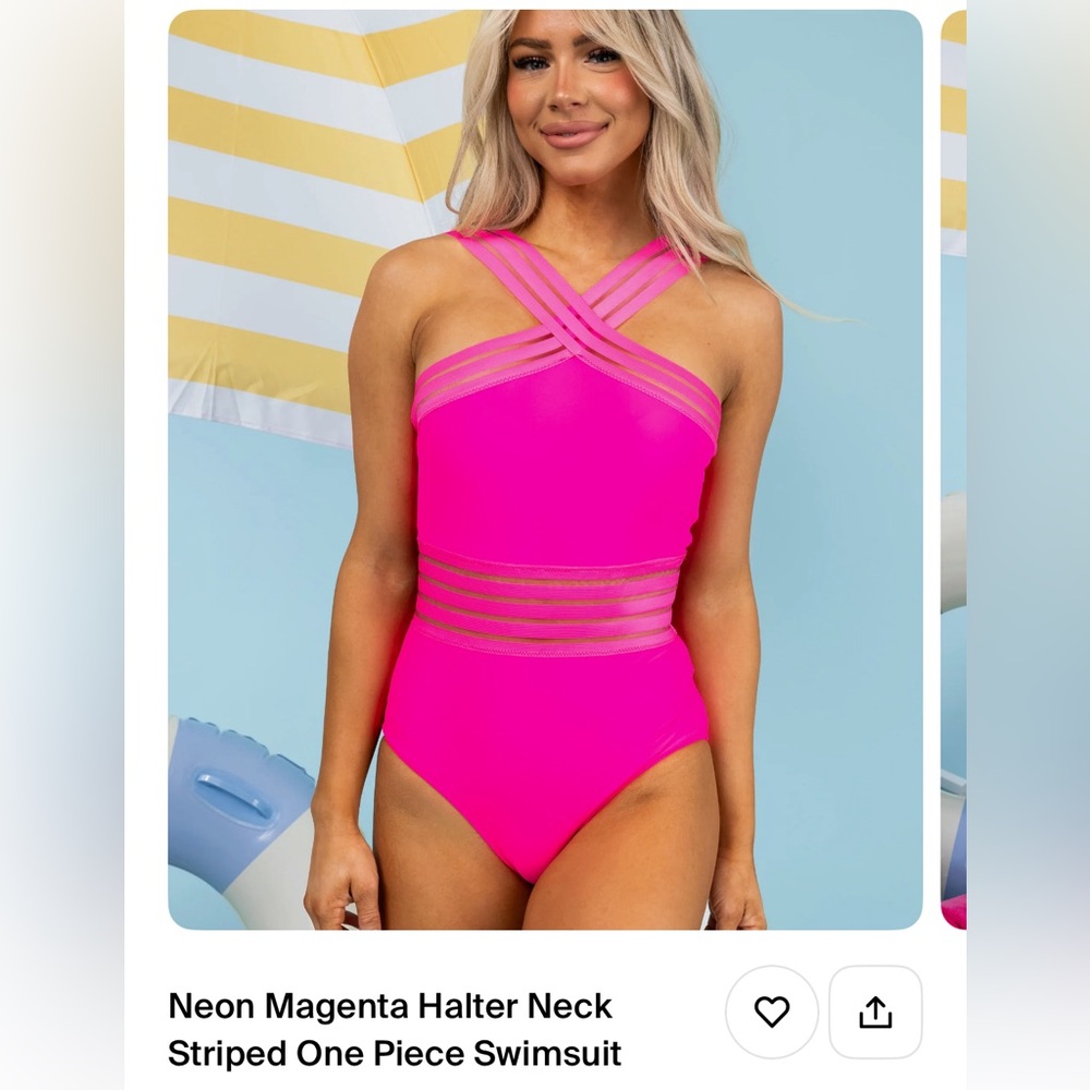 New-Medium Hot Pink One Piece Bathing Suit